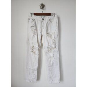 One by One Teaspoon white ripped awesome baggies straight leg jeans 26